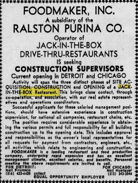 Jack-In-The-Box (Jack In The Box) - Mar 11 1969 Ad For Startup (newer photo)